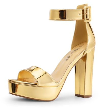 DREAM PAIRS Womens HI-LO High Heel Platform Pump Sandal Orinthia,Size 7.5,Gold-Pat,HI-LO
