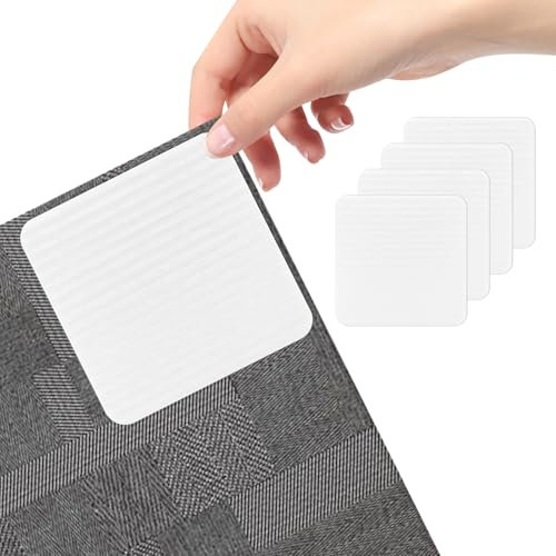 Noxtioanip 4 Pezzi Antiscivolo per Tappeti, Adesivo Antiscivolo Sottotappeto, Gommini Quadrati, Ferma Tappeto Antiscivolo da Tappeto Gripper, per Legno, Laminato, Piastrella, Marmo, Pavimenti
