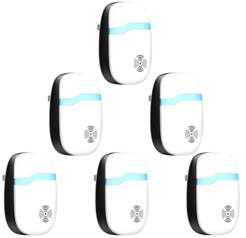 Ultrasonic Rodent & Pest Indoor Repeller, Repellent for Mouse, Mice, Rats, Roaches, Ants, Spider, Silent for Home Use (6 Pack)