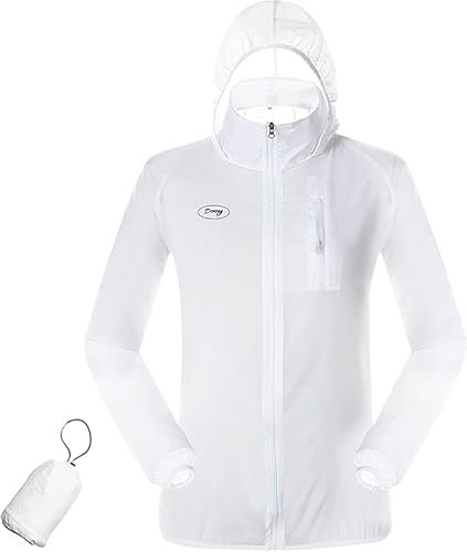 CGLRybO Fahrrad-Laufjacke, leicht, verstaubar, winddicht und sonnenschützend, Windbreaker für Fahrrad, Wandern, Outdoor-Arbeit und Reisen, atmungsaktiver Outdoor-Mantel, weiß, M