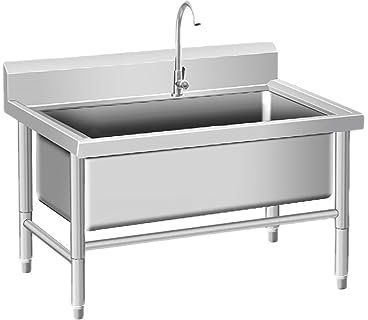 Lavabo de service en acier inoxydable avec bassin profond, évier commercial, seau à serpillère utilitaire, seau à linge, évier incliné, pour cuisine, restaurant, entreprise, garages