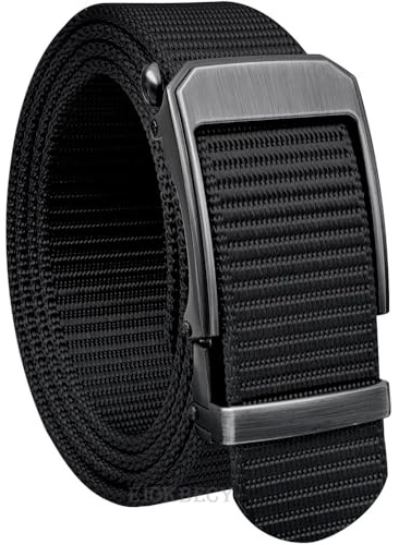 EIOKBECY Cinturón de Golf con Hebilla de Trinquete para Hombre, Cinturón Táctico de Nylon de 1.38 Sin Agujeros, Ajuste Automático Perfecto para Cualquier ocasión