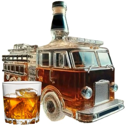 Whiskykaraff – bilglas vinflaska spritkaraff – alkoholdispenser för hylla bardrycker bourbon brandy Tequila Vodka män fars dag födelsedag middagar bröllop