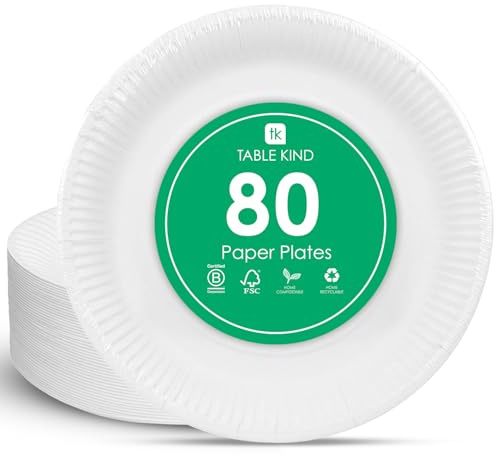Talking Tables 80 x assiettes en carton blanc jetables pour anniversaire, fournitures de restauration, 22 cm