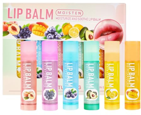 AEIXYA 6 Pezzi Balsamo Labbra Fruttato, Set Di Balsami Labbra Idratanti - Cura Delle Labbra Molto Secche - Regali Per Ragazze - Maschera Notte Per Le Labbra, Cura Delle Labbra, Idratante Nutriente