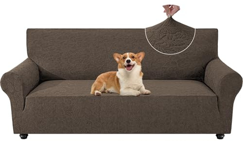 YSTELLAA Sofa Überzug 2 Sitzer Stretch, Kratzfester Sofabezug rutschfest Mit Armlehne, Universal Couch Überzug Dicke, Sofa Cover Waschbare, Für Wohnzimmer, Hellbraun