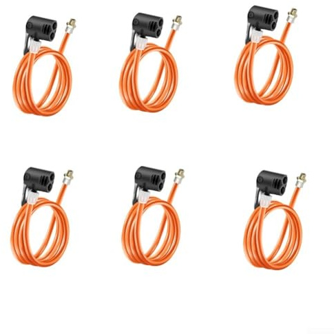 Bike Pump Hose Extension Tube, 125cm Replacement Air Hose for Schrader/Presta/Dunlop Valves, Quick Easy-Clip Schraders Valve Bicycle Tyre Air Pump Inflator Replacement Hose(6PCS)