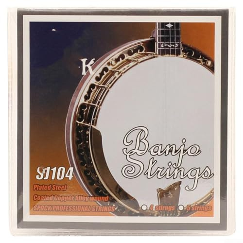 Banjo Saiten 4-Saiten-Set Edelstahl beschichtet Kupferlegierung gewickelt Ersatz für Folkmusikinstrumente, Silber/Kupfer