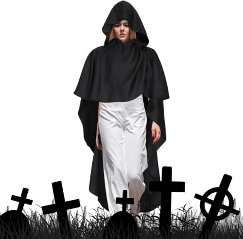 Medeltida mantel med kapuschong Läskig, spöklik, skräckinjagande och bekväm | Medeltida Kostym Slängkappa för maskerad, karneval, halloweenfester, hemmasammankomster, högtidsfiranden, helge