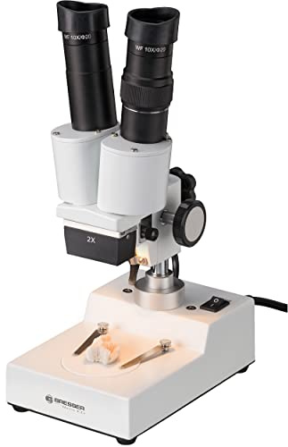 Bresser 3D Auflicht Stereo Mikroskop Biorit ICD 20x Vergrößerung zum Beobachtung von ‚Gesteinen, Pflanzen, Münzen, Insekten und vielem mehr inklusive Beleuchtung und Staubschutzhülle