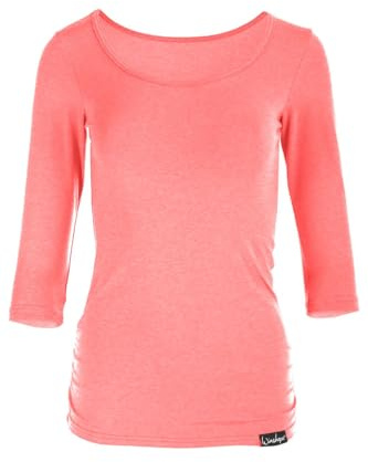 Winshape – Bolsa de Mujer Fitness Yoga Pilates WS4 3/4 – Camiseta Pulsera, Mujer, Damen Fitness Yoga Pilates 3/4-Arm Shirt WS4, Coral neón, Large