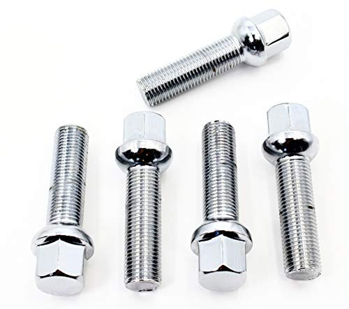 Set of 20 Veritek 14x1.5mm 2.75 Inch 45mm Shank Length 17mm Hex Chrome R12 Ball Seat Wheel Lug Bolts for Mercedes Mercedes S CL Class Sedans & GL GLK ML SUV Factory Wheels