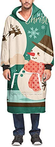 Manta de Forro Polar con Mangas, Treer Oversize con Bolsillo Bata Hoodie con Felpa Sudadera con Capuch para Hombre Invierno Microfibra Caliente Chaqueta (Un tamaño(110cm/43in),Invierno)