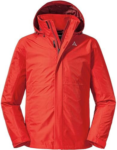 Schöffel Herren Jacket Gmund M, wind- und wasserdichte Regenjacke, atmungsaktive Outdoor Jacke, Wanderjacke mit verstaubarer Kapuze, goji berry, 46