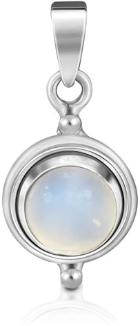 Unique Gems Kettenanhänger Silber 925 Sterlingsilber Regenbogen Mondstein 2.1 Karat Silberanhänger Damen Art Déco