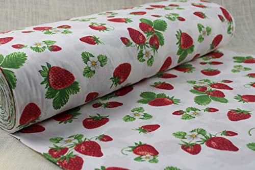 240 cm Popeline Baumwollstoff Meterware ab 50cm aus Baumwolle Stoff Patchwork Basteln ÖKO-TEX Zertifikat Stoffe Kirsche Erdbeeren Motiven (MUSTER 1)