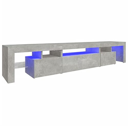 vidaXL Mueble de TV con Luces LED Aparador Armario Auxiliar Soporte Consola Televisión Sala Almacenamiento Mueble Salón Casa Hogar Gris Hormigón