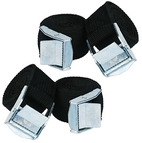 Widisun Strap with Buckle, 4 Pcs (5 M x 2.5 CM) Ratchet Tie Down Straps Fastening Lashing Tensioning Belts Luggage van straps, Cargo for Bicycle Carrier Trailer Car (4BD-5M)