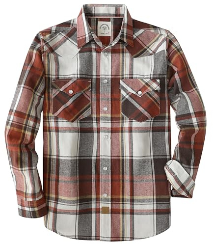 Dubinik® flanellskjorta herr Långärmad flanellskjorta herr Pearl Snap Western Denim Vintage Pocket Rutig skjorta