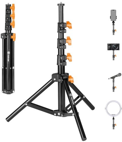 TARION Soporte de luz 130 cm - Lámpara de Metal Trípode Trípode de Mesa Trípode de Piso para Estudio Fotografía al Aire Libre Anillo de luz Luz de Flash (TLS-01)