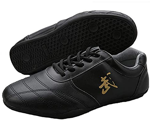 Martial Arts Shoes, Tai Chi Trainers Chinese Traditional Wushu Shaolin Sneaker Non-Slip Outdoor Sports Shoes for Women,Black,5.5