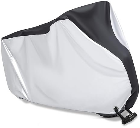 Housses Pour Vélo Housse Velo Exterieur Protection Housse Transport Velo Résistante Aux Uv À La Neige Et Au Vent Avec Troude Verrouillage Antivol Avec Sac De Rangement （MINVOO） (Silber schwarz)