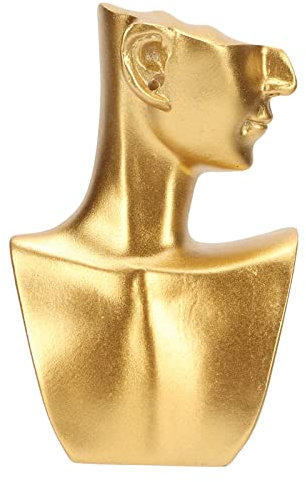 Tomotato Mannequin Bust Jewelry Display Stand, Gold Resin Human Model Necklace Earring Display Holder for Girls Women, Trinket Organizer for Shows Selling Home Decor, 11.5x7.5x6cm