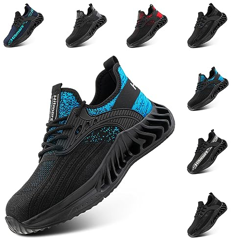 Hitmars Zapatos de Seguridad para Hombre Mujer Zapatos de Trabajo Zapatillas de Seguridad Hombre Ligero Puntera de Acero s1p s1 s2 s3 SRC 1 Azul EU 39