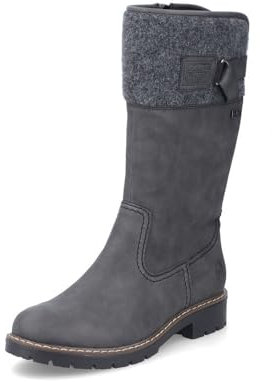Rieker Damen Klassische Stiefel Y9190, Frauen Stiefel, wasserabweisend, riekerTEX,uebergangsstiefel,uebergangsschuhe,Boots,grau (45),38 EU / 5 UK