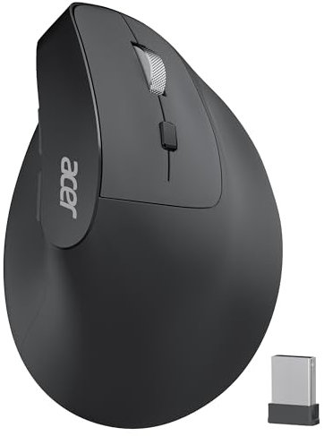 acer Ergonomische Maus Kabellos, Wiederaufladbare 2.4GHz Vertikale Maus mit 3 Einstellbaren DPI, 6 Tasten, Ergonomisch Büromaus Vertical Wireless Mouse für Windows, mac OS, Linux, Chrome OS, usw.