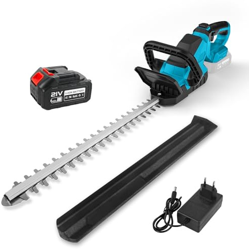 Taglia siepi da giardino a batteria, Tagliasiepi a Batteria con batteria, 21 V, 4,0 A, 52 cm Lunghezza Lama, tagliasiepi Elettrico Motore Brushless, tosaerba per Siepi, Rami, Arbusti, Ramoscelli