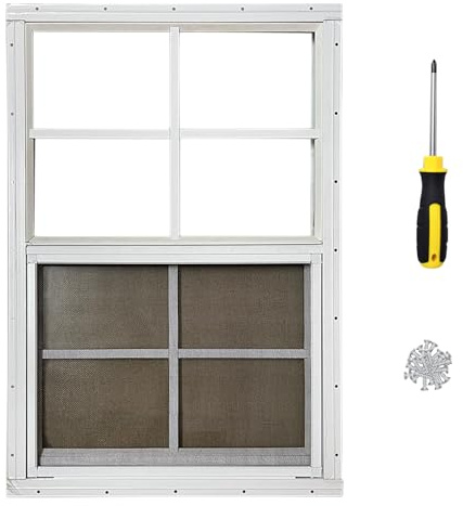 Hryan 24x36 Shed Window for Chicken Coop, Playhouse and Mobihome, White Windows for Exterior Sheds, Mobile Home, Garage and Green House