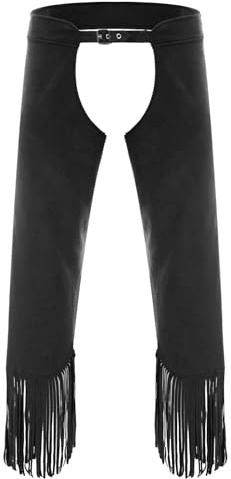 Alvivi Chaps De Cow-Boy Pantalon Ouvert Entrejambe Homme Cosplay Noir S