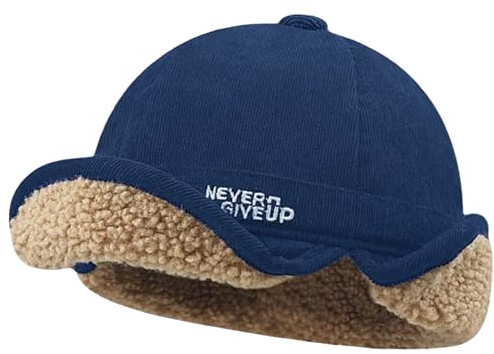 NLAND Gorro Invierno Hombre con Orejeras Gorras Docker de Retro Hombre Unisex Borde Enrollado Sombreros con Forro Polar Grueso,Azul Marino Talla única