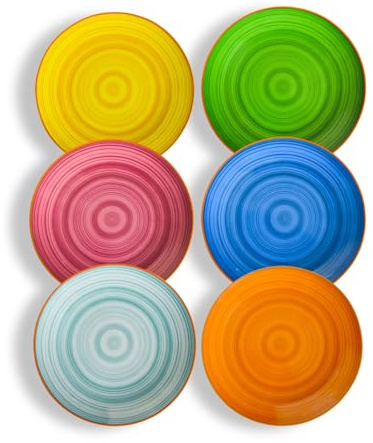 Miicol Set da 6 Piatti per Insalata, Piattini da Dessert in Ceramica Φ 20cm, Piatti per Torta Colorati, Piatti per Colazione in Porcellana, Piattini per Servire Pasta, Pane, Frutta e Antipasti
