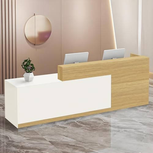 Comptoir de Réception, avec tiroir et étagères Ouvertes, comptoirs d'accueil de 100 à 220 cm, Moderne pour Bureau, adapté aux Salons, Bureaux, Halls d'entrée et magasins de détail
