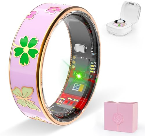 Smart Ring Uomo Donna Fitness Tracker per Sleep/Stress/Battito Cardiaco/Donna Health Tracker Compatibile con Android e iOS, No App-Abbonamento (Rosa, 10)