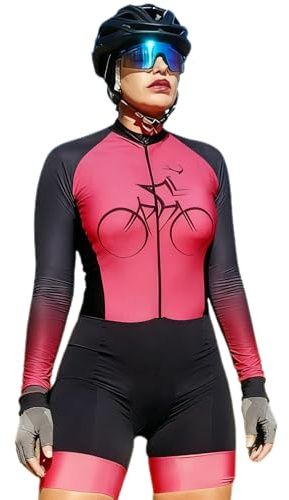 Dam långärmad cykling triathlon skinnsuit jersey set sexiga cykelkläder Macaquinho Ciclismo Feminino Gel Pad XS-3XL, 1, L
