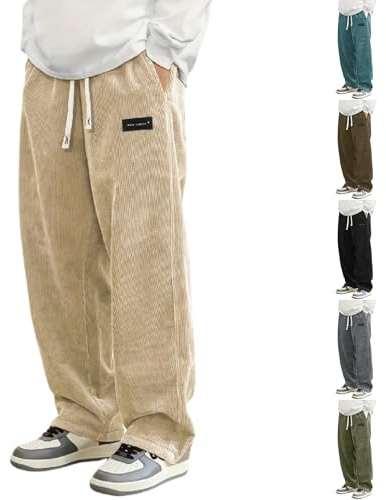Bekväma byxor, herr, säckig joggingbyxor, Corduroy, sweatpants, motorcykelbyxor, vida ben, sportbyxor, elastisk midja, fritidsbyxor, långa med fickor, sweatbyxor, #11, XL