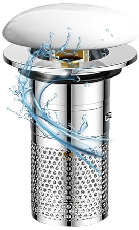 2 Piezas Tapón de Lavabo Universal Pop Up, Tapon Lavabo Baño en Acero Inoxidable,Tapón Colador con Colador De Pelo,para Bañera, Cocina, Lavabo, 32-40mm