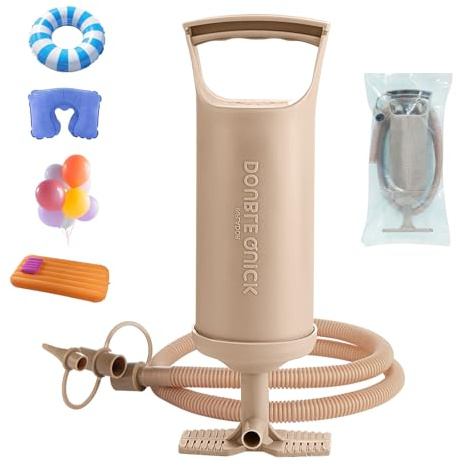 2-i-1 ballongpump, hand med fotpump, handluftpump för uppblåsbara, 30,5 cm manuell ballonguppblåsare med rör och 3 typer av ventiler