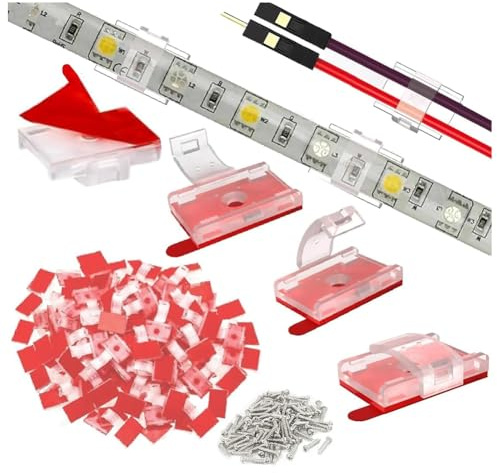 Remingtape 100 stycken fästklämmor för LED-ljuslister med självhäftande tejp skruvljusklämmor för inomhusljuslister