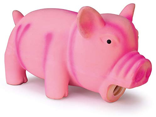 Arquivet Rosa gummigris med ljud 15 cm - latexleksak för hundar - bitande hundtillbehör - ljudleksaker för husdjur - små stora medelstora hundar