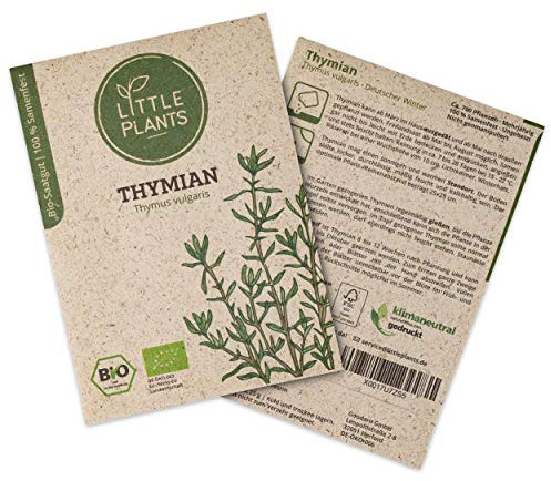 Little Plants BIO Thymian Samen, 700 Thymianasamen, hohe Keimrate, 100% Natürlich, BIO Samen Thymian Deutscher Winter für Kräutergarten Küchenkräuter Hochbeet – BIO Kräutersamen Nachhaltig