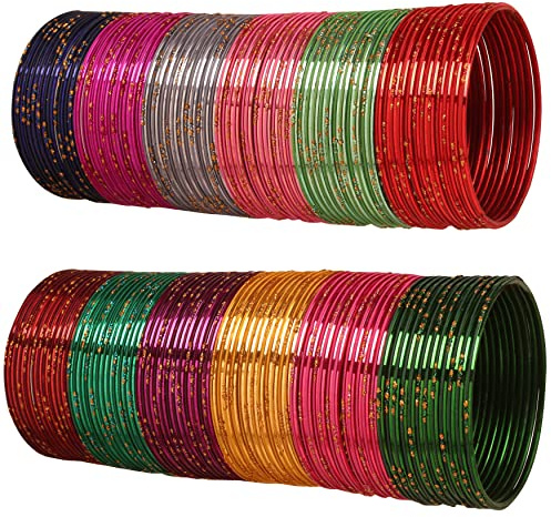 Touchstone Indian Chura Bangle Bracelets for Women, Set of 144, Multicolor