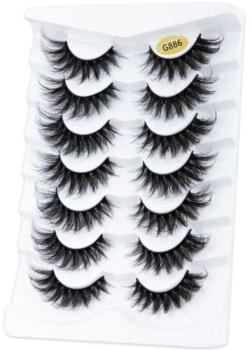 Falsche Wimpern 7 Paare, 6D Künstliche Wimpern Set, Wiederverwendbare natürliche Wimpern (G886)