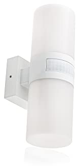 HUBER Lampada da parete a LED con sensore di movimento, 140°, 20 W, 2200 lm, IP65, con sensore di movimento, lampada da parete interna, tubo, bianco