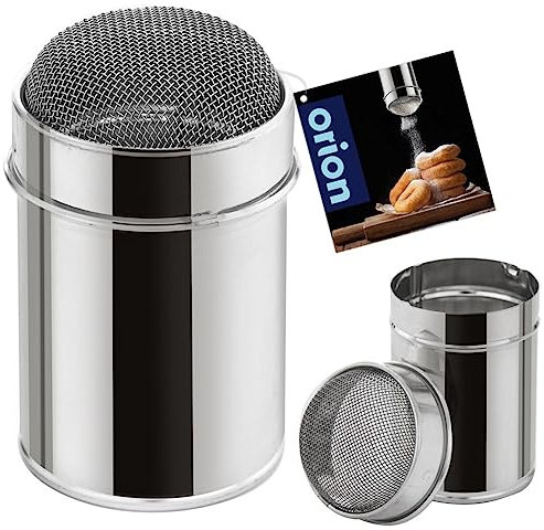 orion group Streudose Pulverschüttler Pulverstreuer Pulverdose Streuer für Puderzucker Zimt Schokolade Puderzuckerstreuer Schokoladenstreuer mit Sieb 180 ml
