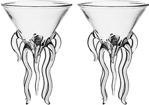 Tofficu Verres à Vin Transparent Verre à Martini Cthulhu Style Verres à Cocktail Tasse de Vin Verre Cristal Clair pour La Cuisine Bar Fête de Noël Décoration de Mariage 2 Pièces