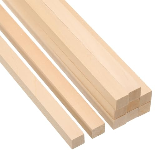 PATIKIL 9/16 tum trästavar, 10 st 30 cm långa fyrkantiga träpluggar obehandlade träpinnar för hantverk gör-det-själv-tillbehör